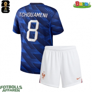 Frankrike Aurelien Tchouameni #8 Hemmaställ Barn VM 2026 Kortärmad (+ Korta byxor)